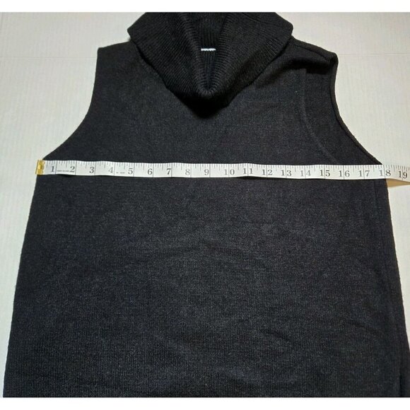 Carmen Marc Valvo Women Black Long Sleeveless Turtleneck Sweater Small Tunic NWT - Picture 4 of 8